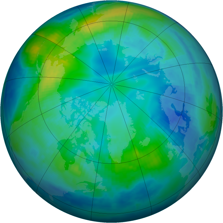 Arctic ozone map for 25 October 1996
